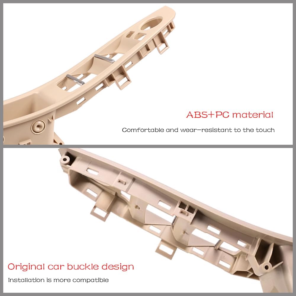 Car Door Handle for BMW 5 Series F10 F11 2011-2016 Interior Door Handles Replace Cover Car Door Handle Assembly 520i 528i 530i 535d 535i 550i (Beige, Main Driver)