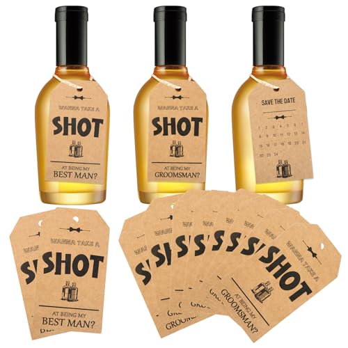 Ohmique Wanna Take A Shot At Being My Groomsmen Proposal Cards - Funny Groomsmen Proposal Gift 8 Groomsman Cards & 2 Best Man Cards Take Shot Tag for Groomsman Gifts Box Ideas Wedding Supplies