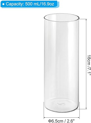 Miniatura 8 de PATIKIL Jarrón cilíndrico de vidrio transparente de 4.7 x 2.6 pulgadas, florero de flores de mesa, jarrón flotante para decoración del hogar,