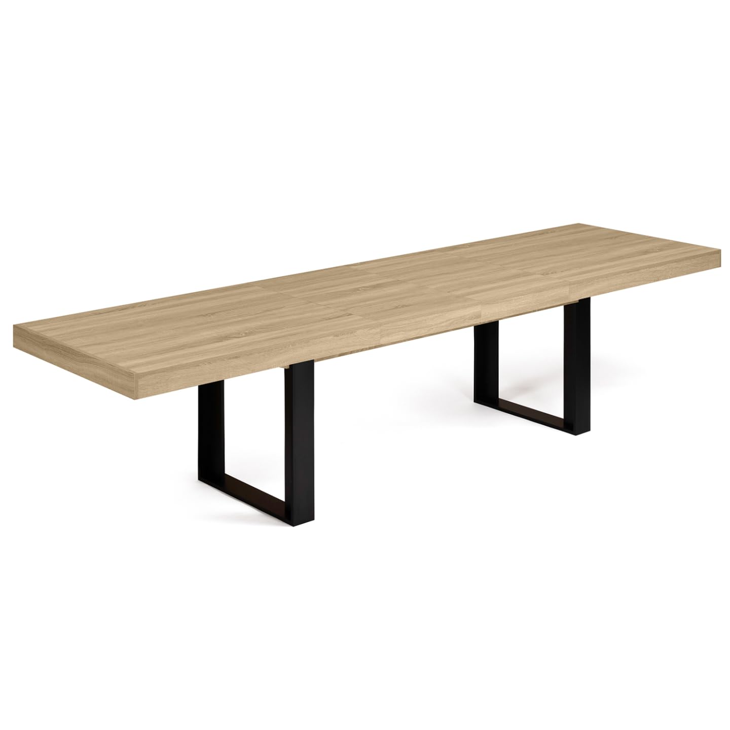IDMarket - Table à Manger Extensible Rectangle Phoenix 6-​12 Personnes Bois et Noir 200-​300 cm