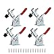 EXLECO 4 Kniehebelspanner Schnellspanner Spannklemme Waagrechtspanner Knebelklemme Niederhalter Verstellbar Horizontaler Klemme Handwerkszeug 100KG 126lbs mit Schrauben GH-201-B für Zimmerei Schweißen