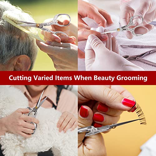 Vintage Embroidery Sharp Scissors 2 Pack, 5 Inches Craft Sewing Scissor Pointed Stainless Steel Multipurpose Detail Beauty Shears For Office Home Household Kitchen School Student Supplies #TOP4