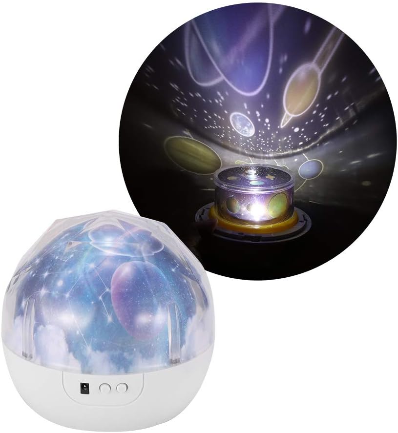 LED Projector Light, Rotating Universe Star Light Projector Star Projector Night Light with 5 Projection Films(Replacable) Christmas Decoration Birthday Gifts for Kids Battery Powered(Not Included)