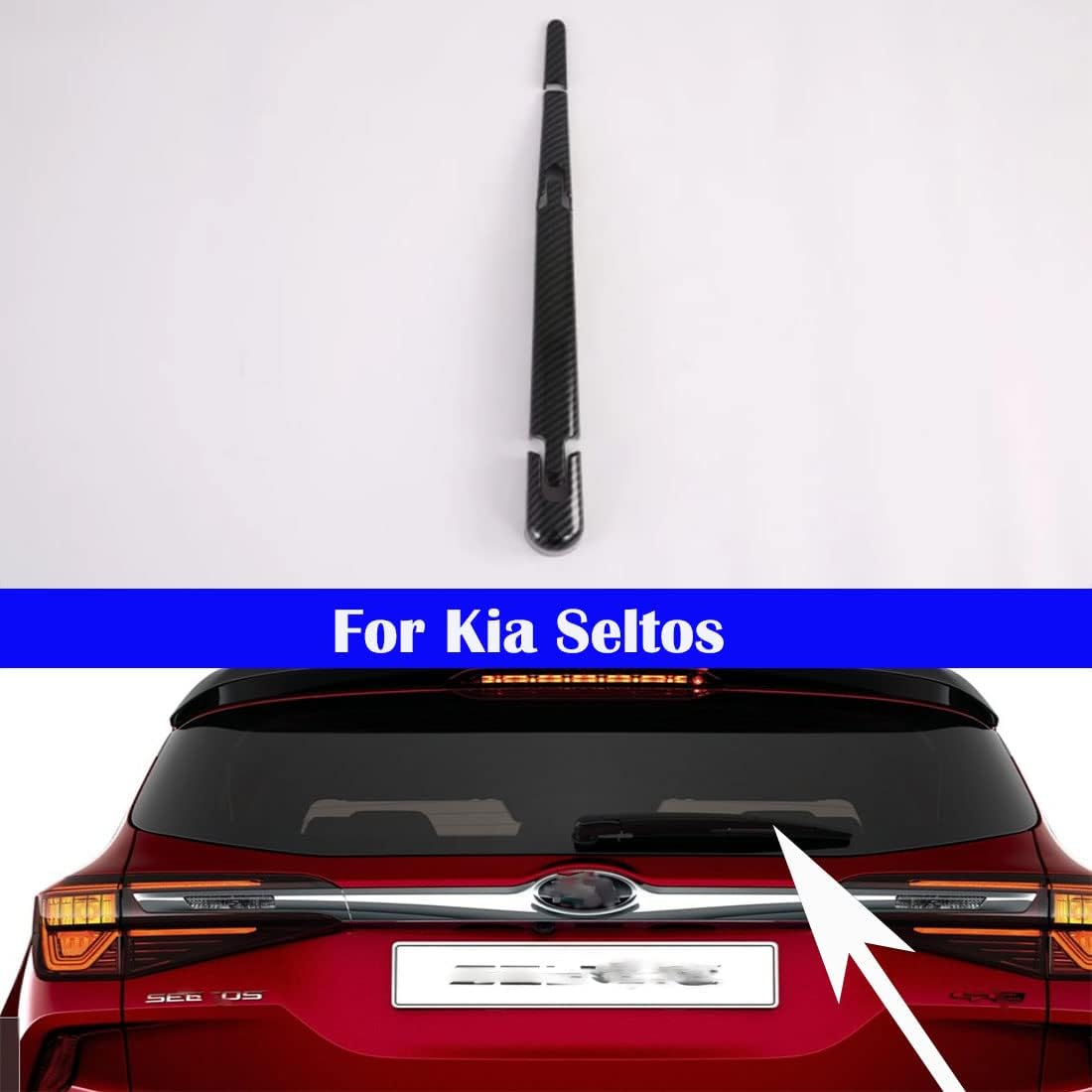 Car Exterior Modification Decorative Strips for Seltos 2020-2021 2022 2023 (1 Rear Wiper Trim, Silver)