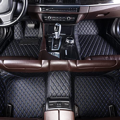 Alfombras Alfombrilla Alfombrillas para Coche Accesorios Alfombras De Cuero para Pies para Megane II 2003 2004 2005 2006 2007 2008 Alfombras Coche Moqueta(Azul Negro)