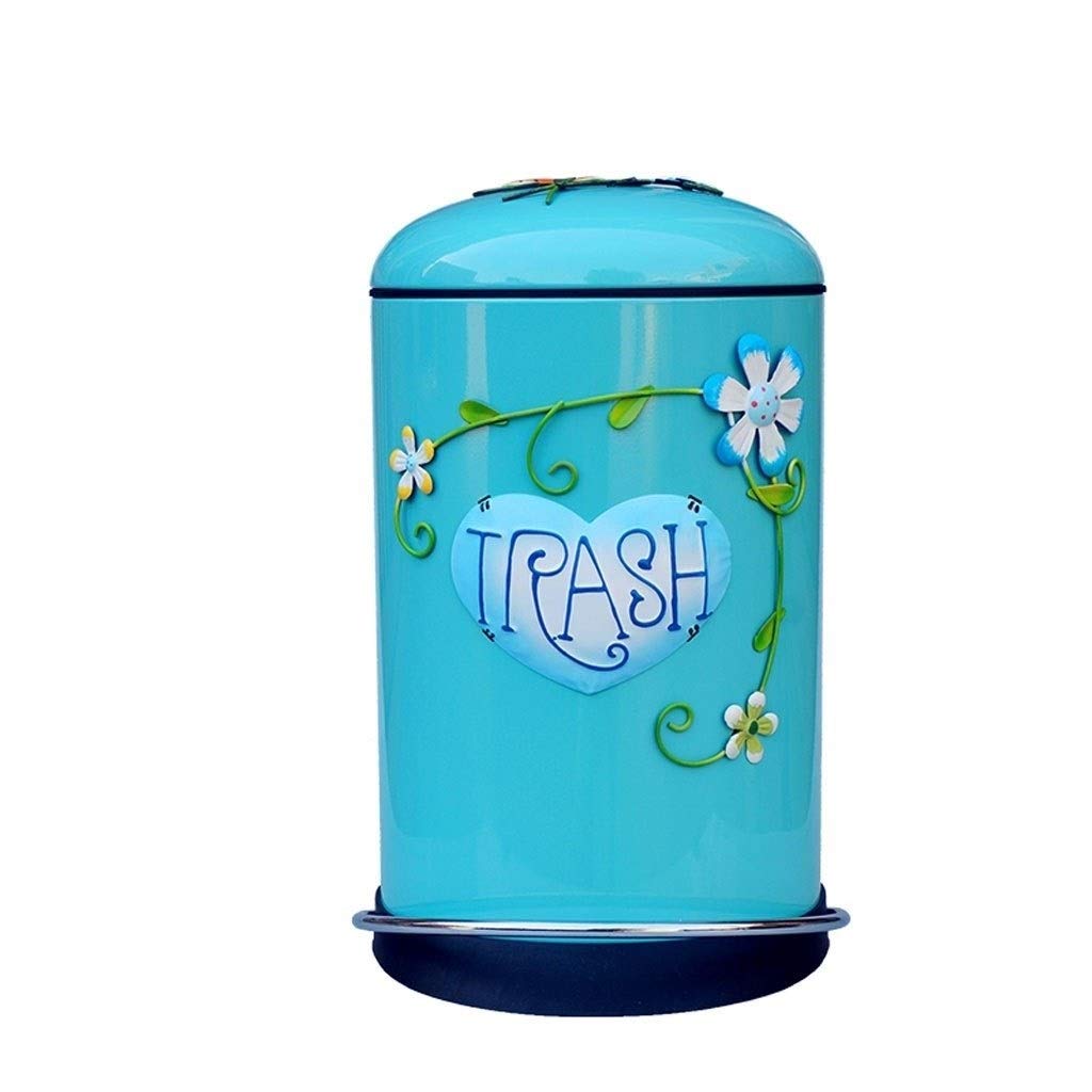 Portable Foot Pedal Trash Can with Lid 8L Three-Dimensional Decoration Stainless Steel Seal with Storage Slot for Household Living Room Can Recycler (Color : Yellow) (Fruit Green)