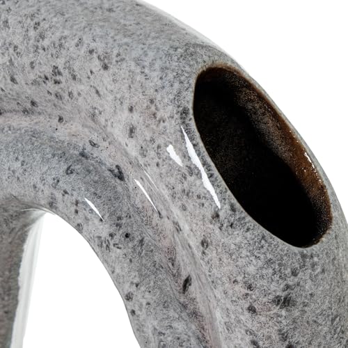 Vases de table en céramique gris clair brillant design anneau DRW