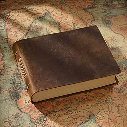 Cuaderno de bocetos hecho a mano con cubierta de cuero, libro de bocetos grueso, diario Retro, regalo for estudiantes, papel Kraft en blanco, 400 páginas