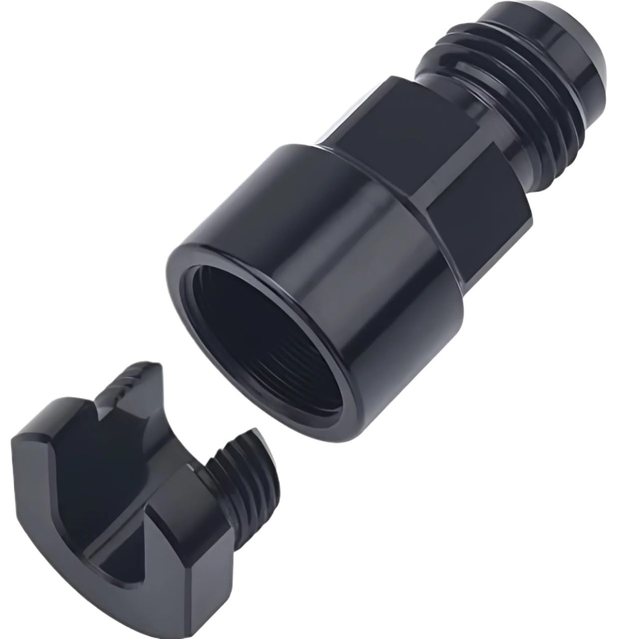 Auto Parts 1Pcs Connect 6AN AN6 Male to 3/8", 5/16" AN8 8AN Disconnect Push On EFI Fitting Fuel Aluminum Black(UFL RHCP 90mm)
