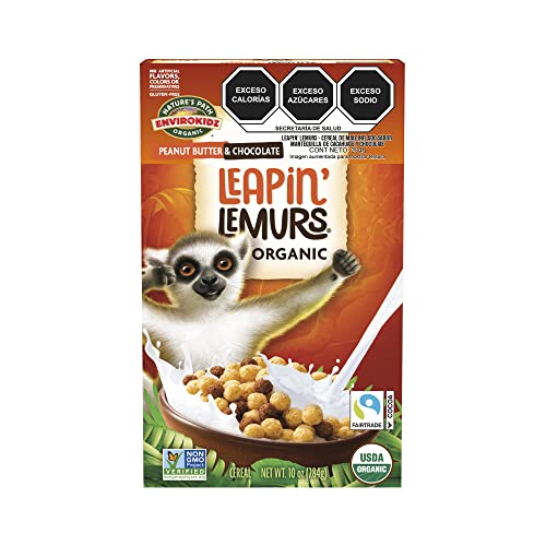 Leapin’ Lemurs Peanut Butter & Chocolate Organic Cereal, 10 Oz Box, Gluten Free #TOP30
