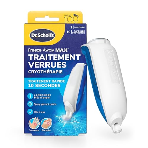 Dr. Scholl's Traitement verrues Freeze Away MAX mains et pieds par cryothérapie - Traite en 10 secondes seulement - A partir de 4 ans - Spray précis...