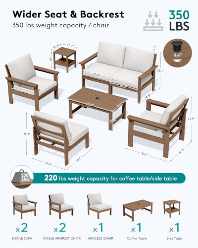 Image of SERWALL HDPE Outdoor Patio Furniture Set Outdoor Couch