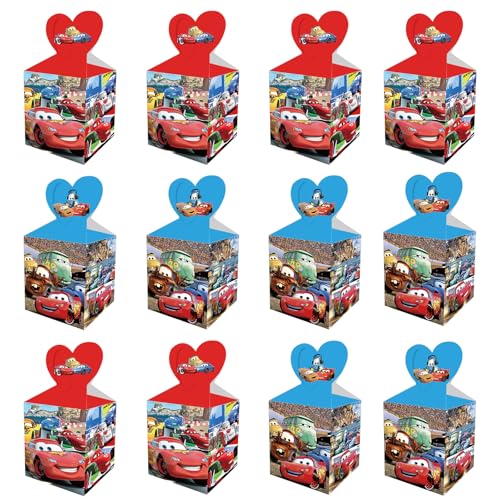 Fahibin 12Pcs Cajas De Fiesta Bolsas de Cumpleaños,Cajas de Regalo para Niños, Bolsas De Papel Fiesta,Para Confitería, Pastelería, Palomitas, Galletas 8 cm * 8 cm * 10 cm