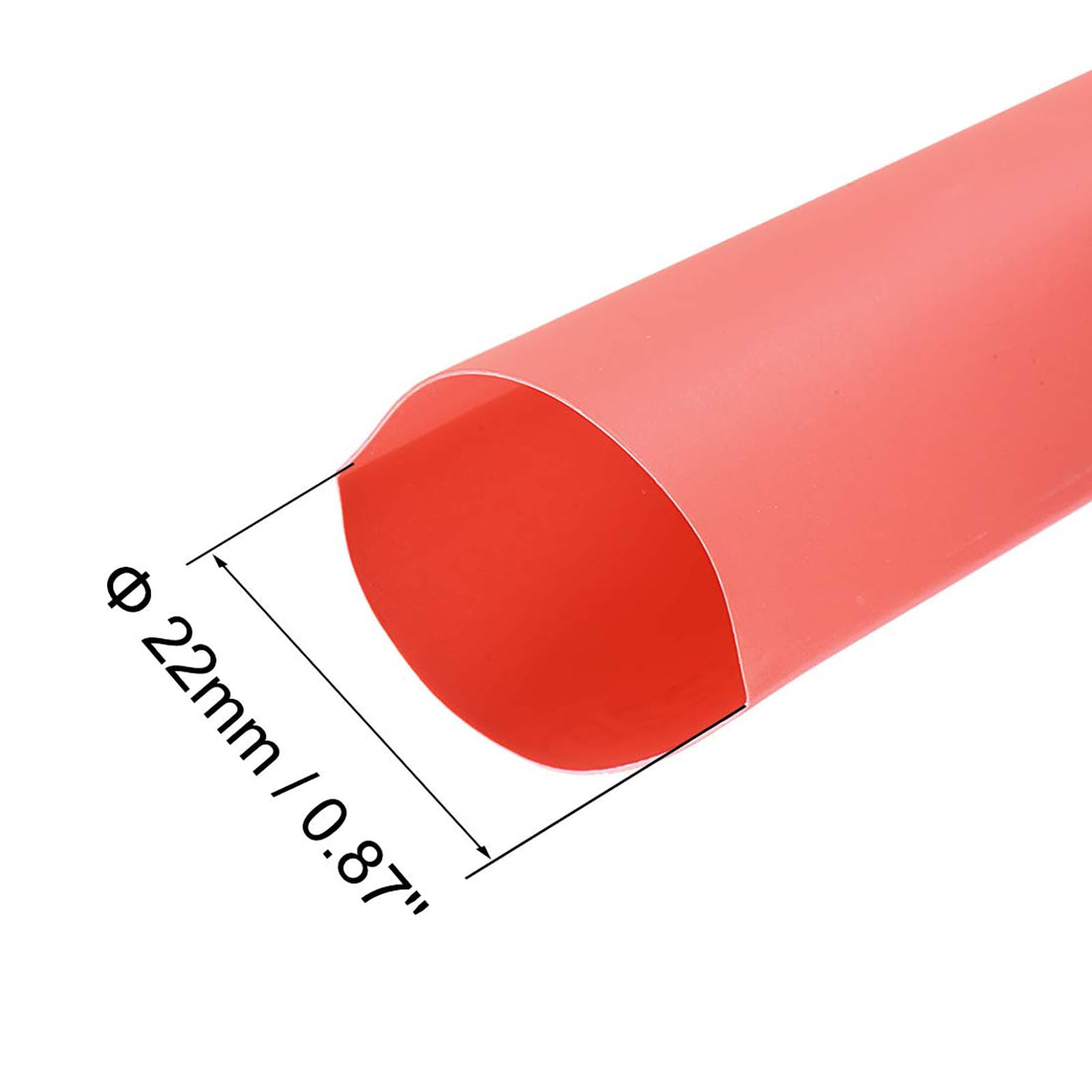 Gaine thermorétractable de 80 mm de long, 1 m de long, rapport 2:1 pour isolation électrique, réparations, câbles enroulés, connecteurs de fils, rouge, 22 mm x 1 m