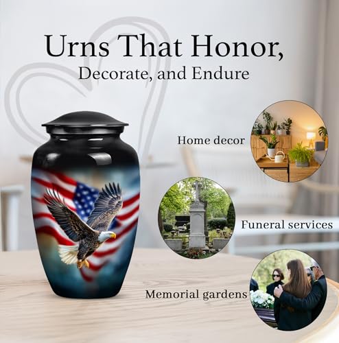 Image of American Flag with Eagle Urn for Ashes Women -Patriotic Cremation Urns Men
