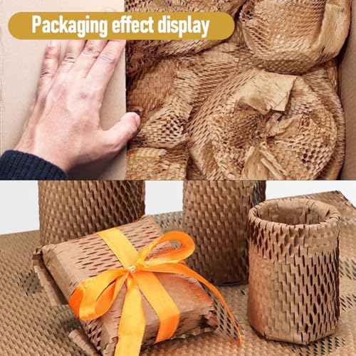 LOMUG Honigwaben Verpackungspapier-füllmaterial verpackungsmaterial papier rolle Wabenliner Verpackungsrolle Kraftpapier zum Verpacken/Lagern exquisiter Zerbrechliche Gegenstände (30CMX50M)