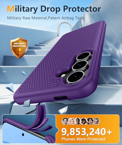 Image of FNTCASE for Samsung Galaxy S25 FE Case: Shockproof Protective Lightweight with Screen Protector Duty Rugged Cell Phone Cover Non Slip | Military Grade Drop Protection for S25FE(Purple, 6.7inches)