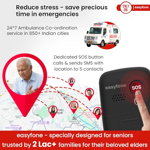 Image of Easyfone Udaan+ 1.8 inch Senior Phone with 20+ Features: Loud Sound, Photo Speed Dial, SOS, Auto-Call Recording, Call Restriction, Includes Care Plan for Quick Ambulance Coordination