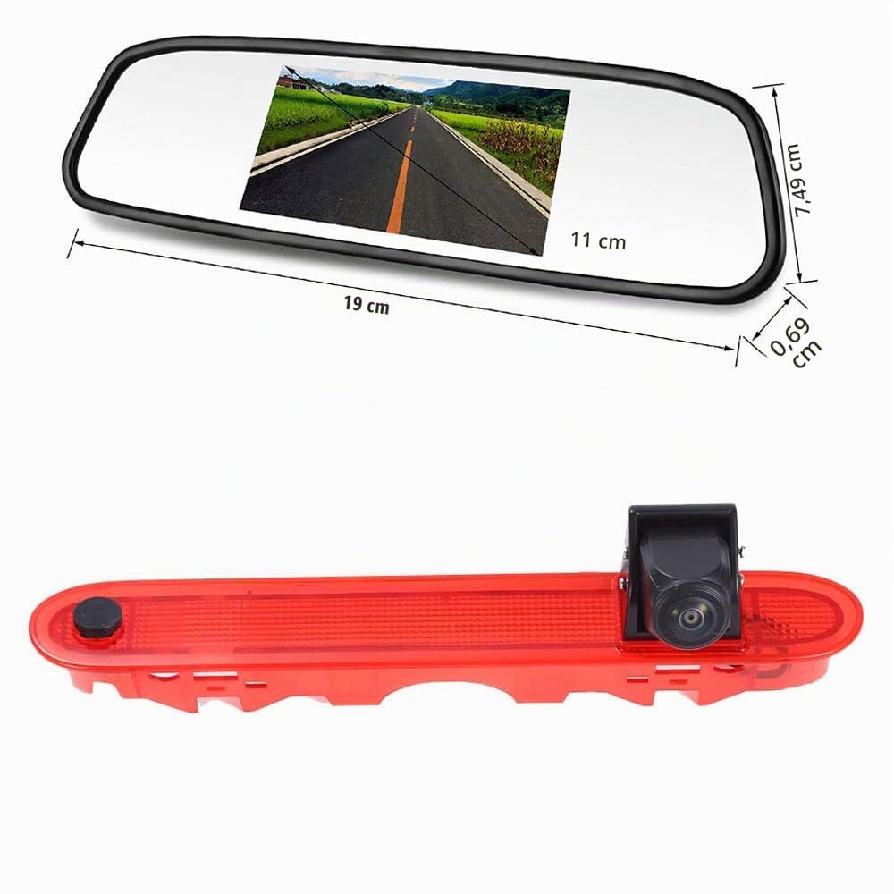 4.3" Pouces HD Rétroviseur Moniteur + HD Vision Nocturne IR Feu de Freinage Caméra de Recul Remplacement pour Renault Kangoo II 2007-2021/Mercedes-Benz Citan Tourer W415 Micro Camper 2012-2021