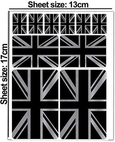 Biomar Labs® 10 x Vinyl Stickers Set Decals Silver UK Union Jack England National Great Britain Flag Car Motorcycle Helmet D 68