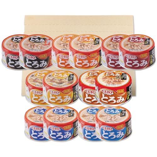 CIAO とろみ 7種アソート 各2缶セット計14缶 ささみ・まぐろ(カニカマ ホタテ かつお節 イカ) かつお(ホタテ シラス) 焼きかつお・ささみ (カツオ節) PSJBOX キャットフード 缶詰 いなば