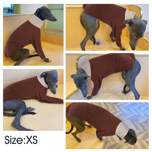 Image of IECOii Greyhound Sweater Turtleneck Dog Sweater for Greyhound Warm Greyhound Sweater Fleece for Spring Fall Winter Extra Cozy Greyhound Pajamas Two-Leg Jumpsuit Long Sleeve Sweatshirt Small