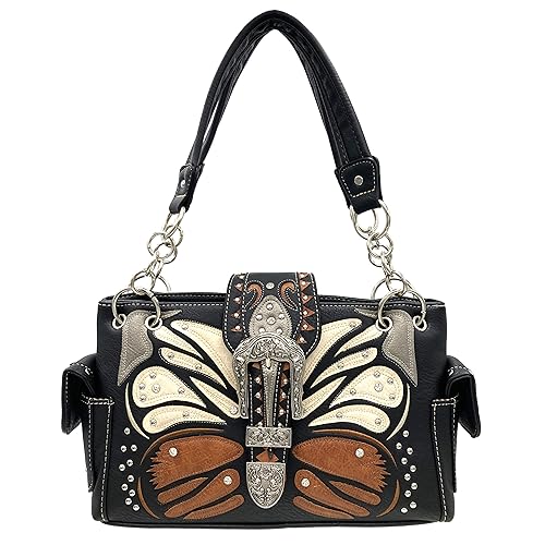 Zelris Buckle Abstract Butterfly Artwork Women Conceal Carry Handbag Wallet Set2