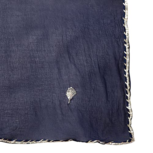 Image of Divena Navy Blue Embroidered lehenga dupatta set