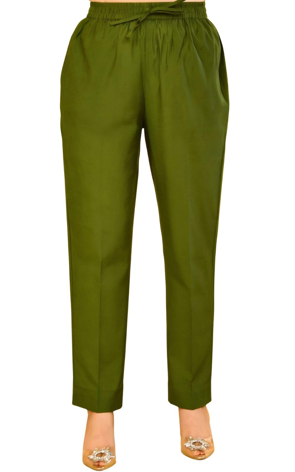 aramya Chanderi Green Solid Festival Wear Trousers for Women-picture-11
