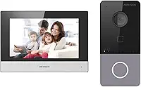 HIKVISION Telefone de porta de vídeo sem fio baseado em IP/sino | Tela TFT colorida de 7 polegadas | Resolução 1080p | Cobertura grande angular | Microfone e alto-falante embutidos | Cancelamento de