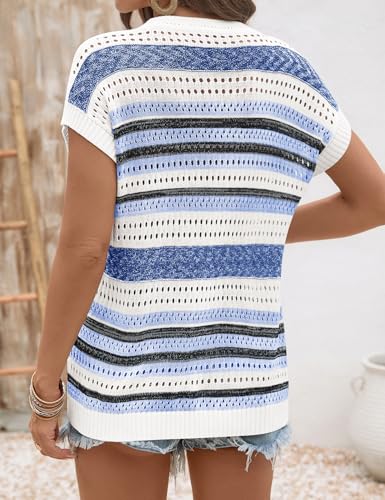 Image of Ivicoer Womens Spring Summer Tops Crochet Cap Sleeve Sweater Hollow Out Beach Vacation Clothes Trendy 2026 Loose Fit
