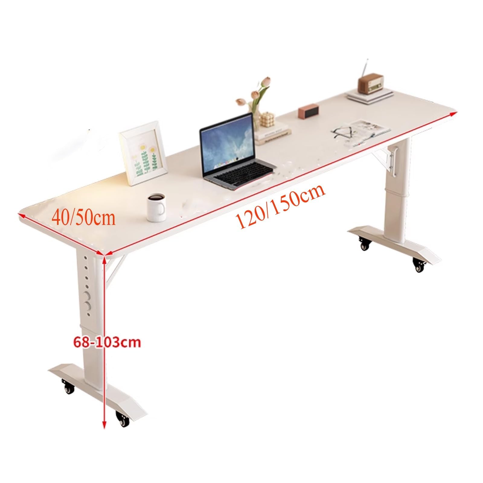 Biurko na laptopa z regulacją wysokości, mobilne biurko komputerowe do domowego biura, 150 x 50 cm, czarny, stylowy i wszechstronny design, dla nastolatków i dorosłych, idealne rozwiązanie do pracy