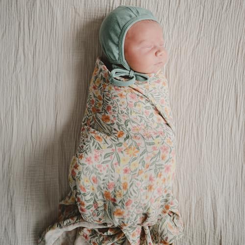 Image of mushie Muslin Baby Swaddle Blanket | 100% Organic Cotton (Pastel Blooms)