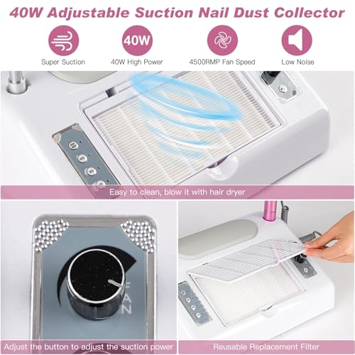 Nail Dust Collector 5 en 1 Máquina Profesional para Uñas miniatura 3