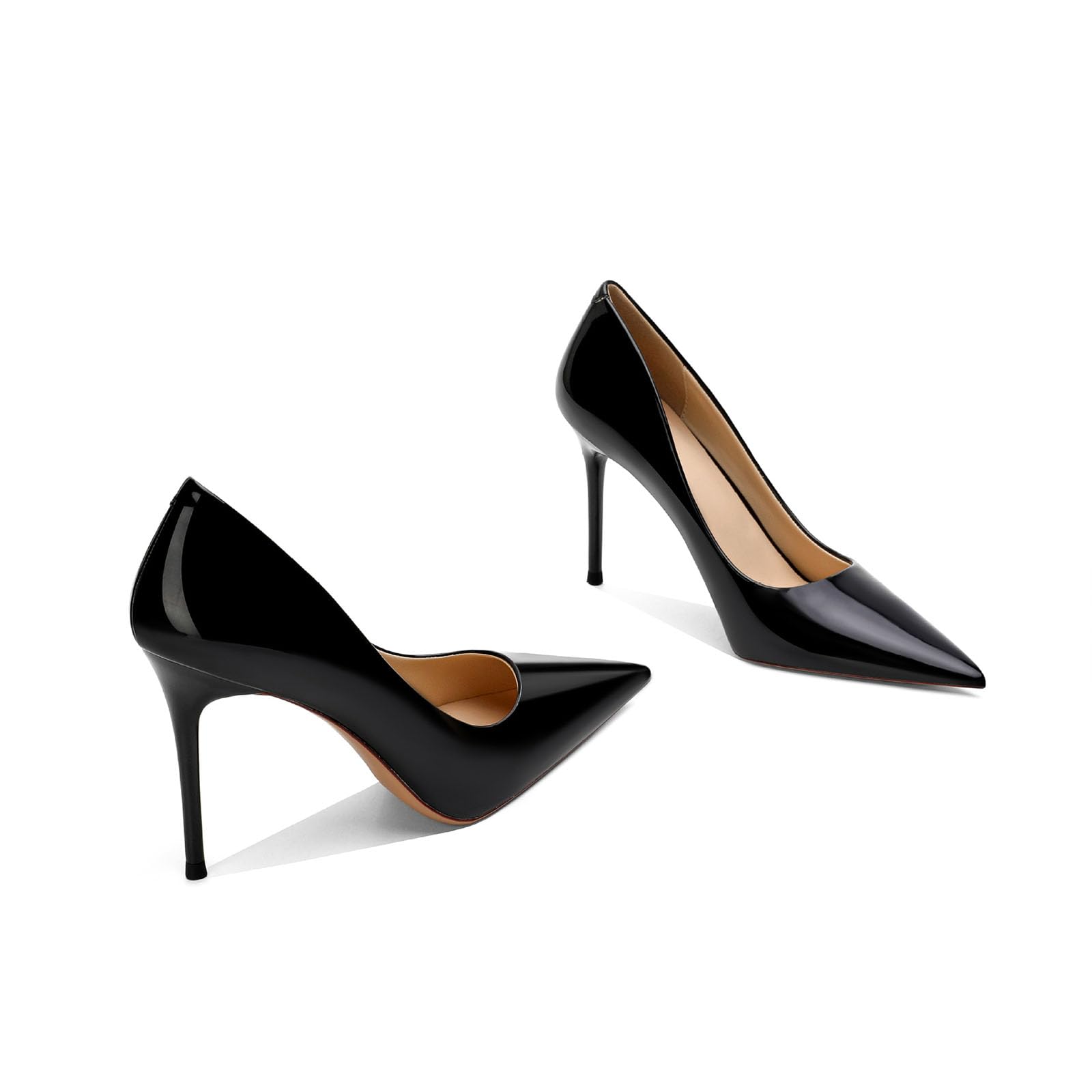 Chaussures de travail en cuir véritable noir à talon fin pointu taille 39 - 6