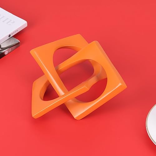 Miniatura 4 de Escultura geométrica moderna, decoración de estatua de nudo naranja, centro de mesa naranja para el hogar, decoración de mesa y figuras, para