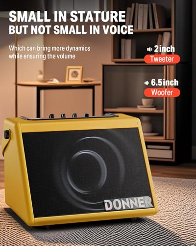 Donner Electric Drum Speaker 20W, Wireless Small Amp for Electronic Drum Sets & Keyboards, DDA-20 Portable for Home Practice & Outdoor Performance (Yellow) - image 4
