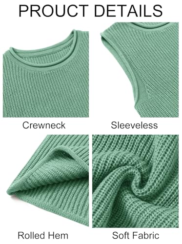 Image of Imily Bela Womens Sleeveless Sweater Vest Casual Crewneck Loose Fit Knit Tank Tops Lightweight Trendy Summer Ribbed Pullover