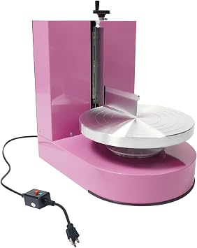 4-12inch Cake Spreading Machine, Electric Cake Decorating Machine, Cake Cream Smooth Coating Decoration Machine, Adjustable Cream Spreading Automatic Frosting Turntable with Graduated Scraper Pink