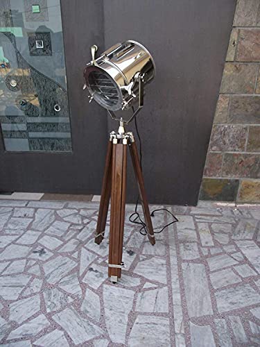 Vintage Marine Nautical Industrial Spotlight Floor Lamp Tripod Stand Hollywood Floor Lamp For Living Room Bedroom, Vintage Spotlight Reading Lamp，Nautical Searchlight Floor Lamp For Office, Cinema, #TOP1