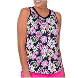 Jofit Apparel Women’s Athletic Clothing Performance Tank for Golf & Tennis, Size Medium, Fiesta Flor