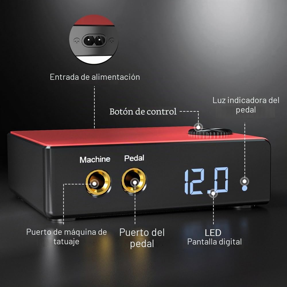 Solong Tattoo SLP30KITP187-1-EU - Juego de 10 cartuchos de aguja, suministro de energía, pedal y máquina de tatuaje, color negro