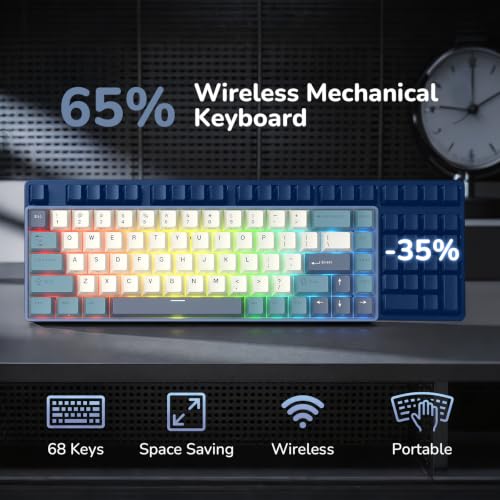 Image of RK ROYAL KLUDGE RK68 65% RGB Wireless Mechanical Keyboard for Gaming QWERTY | 68 Keys Compact TKL Tri-Mode BT /2.4G /USB-C Gaming Keyboards for Mac /Win, Hot Swap, Custom Switch, Software Support