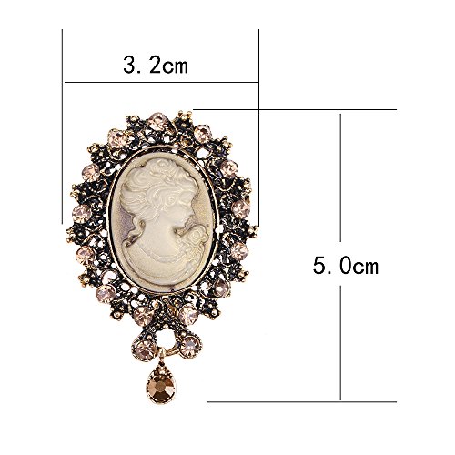 Image of lureme Vintage Elegant Victorian Lady Beauty Cameo with Crystal Brooch Pin (br000017)