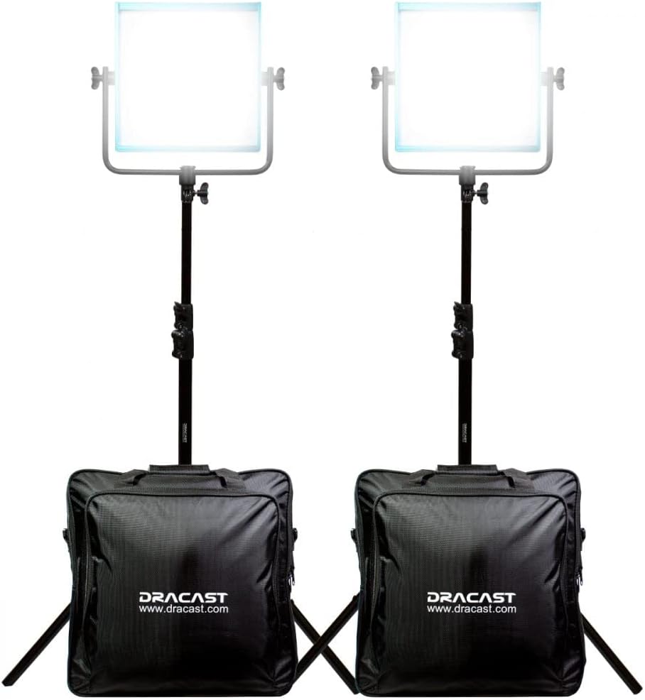 Dracast Plus Series LED1000 Daylight LED 2 Light Kit with V-Mount and Gold Mount Battery Plates and Light Stands