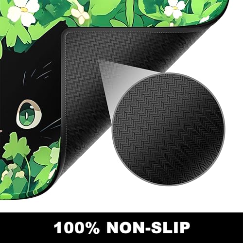 Image of Printed Gaming Mousepad - Premium Stitched Edges, Smooth Surface,Size 11x23 inches, Non-Slip Rubber Base - Ideal for Office & Gaming Setup (Anime Grass cat)