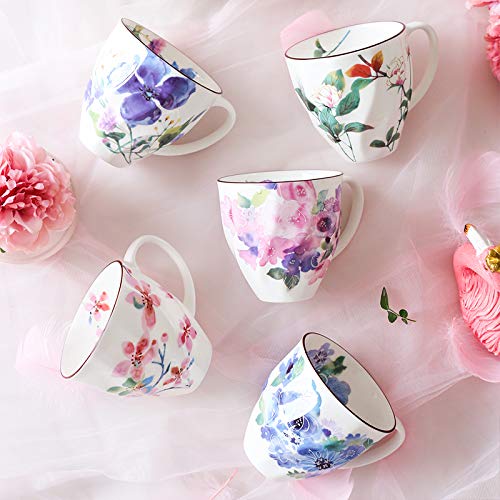 Kubki Styl Wiejski Biuro Do Picia Porcelana Elegancki Kubek Kawy W Kwiaty 330 Ml Owoce Czarna Herbata Mleka Prezent Filiżanka I Spodki Na Herbatę(Style a)