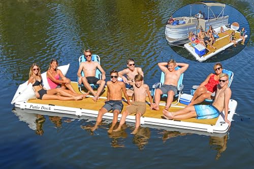 Island Hopper Patio Dock 15ft Inflatable Dock – Durable PVC, 2000+ lb Capacity – Lake Floats with Non-Slip EVA Foam for Safe Use – Inflatable Floating Dock for Lake Includes Electric Pump & Ladder