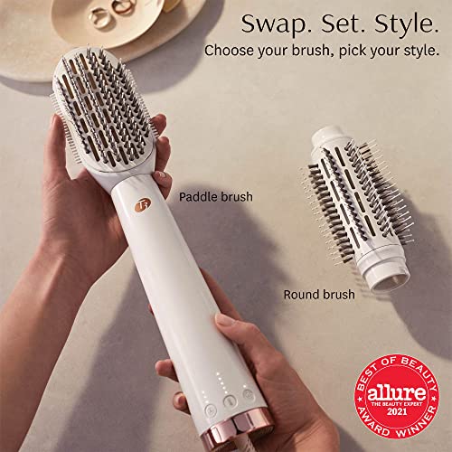 T3 Airebrush Duo Interchangeable Hot Air Blow Dry Brush With Two Attachments – Includes 15 Heat And Speed Combinations, T3 Ionflow Technology, Volume Booster Switch, Lock-In Cool Shot #TOP1
