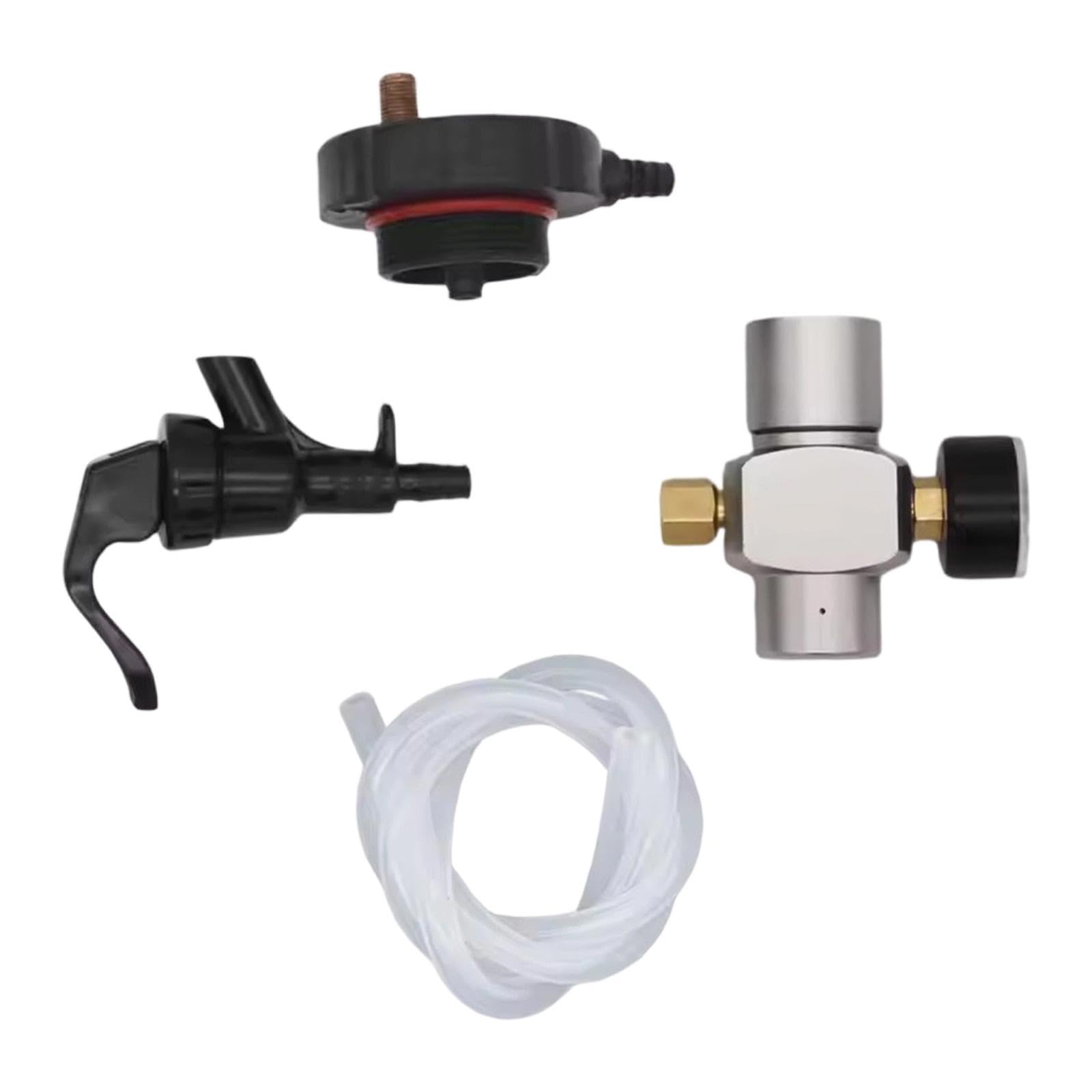 Yajuyi Mini Keg Dispenser Set Ausgestattet mit Vielseitigem Zapfhahn CO2 Druckregler Flexibler Bierleitung Und Silikonschlauch für Vereinsfeier Gastronomie T